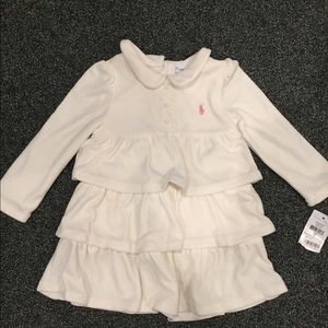 Ivory velour tiered Peter Pan color dress